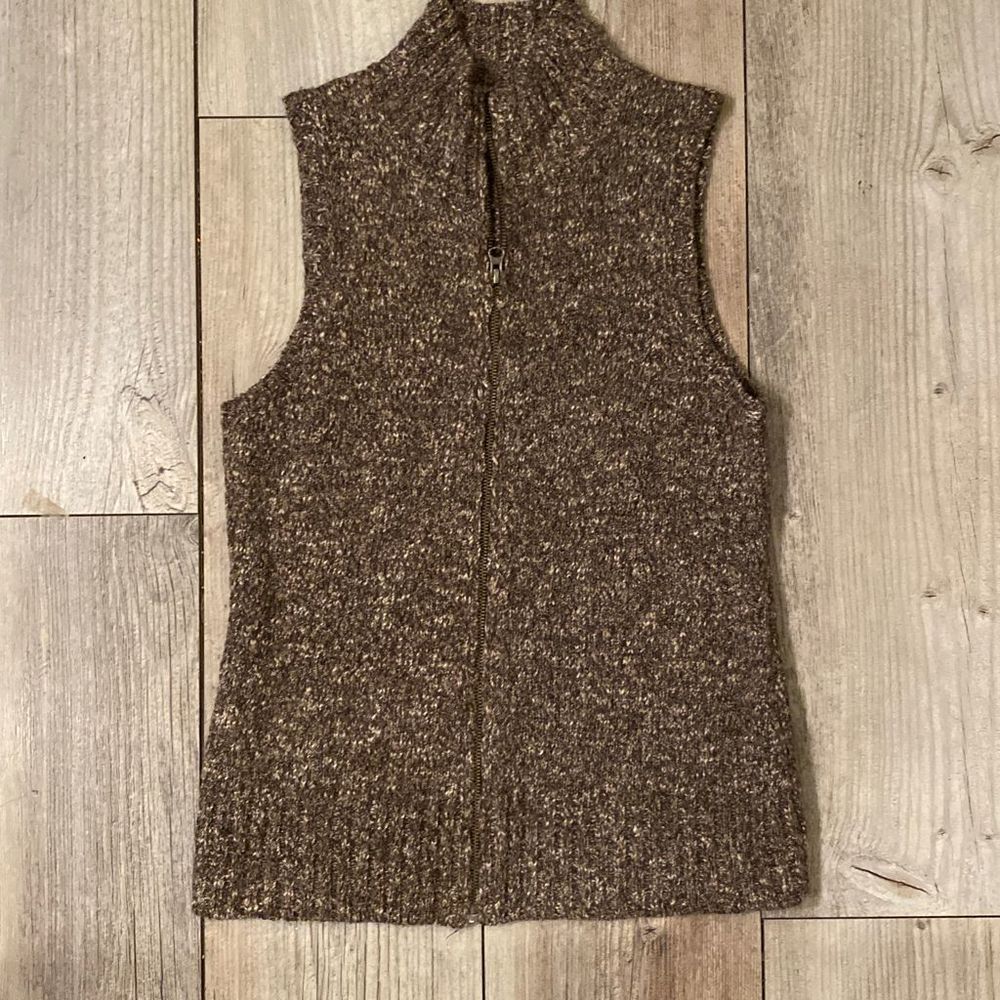 J.Jill Wool/Acrylic/Alpaca Blend Brown Sleeveless Full Front Zip Layering Vest S